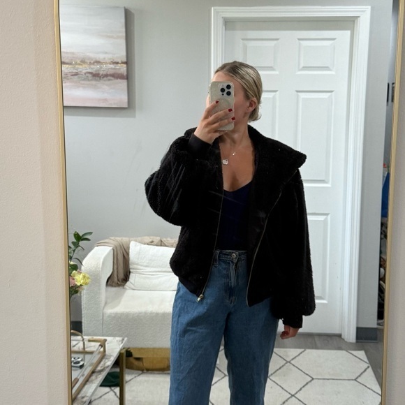 Selkie Jackets & Blazers - Selkie Jacket Faux Fur Sherpa Full Zip Hoodie in Black